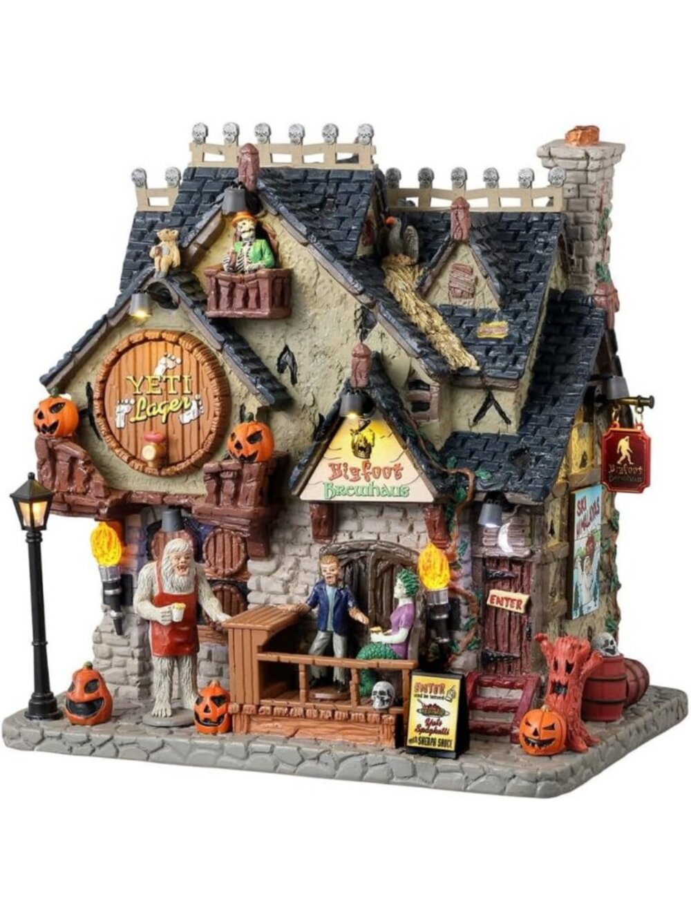 Lighted Bigfoot Brewhaus Halloween Display, 7.87" Decorative Building, Spooky